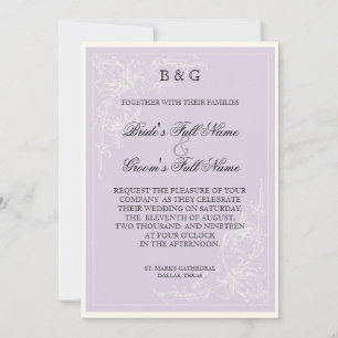 Botanical Pink Rose, Lavender Wedding Invitation