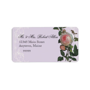 Botanical Pink Rose, Lilac - Return Address Labels
