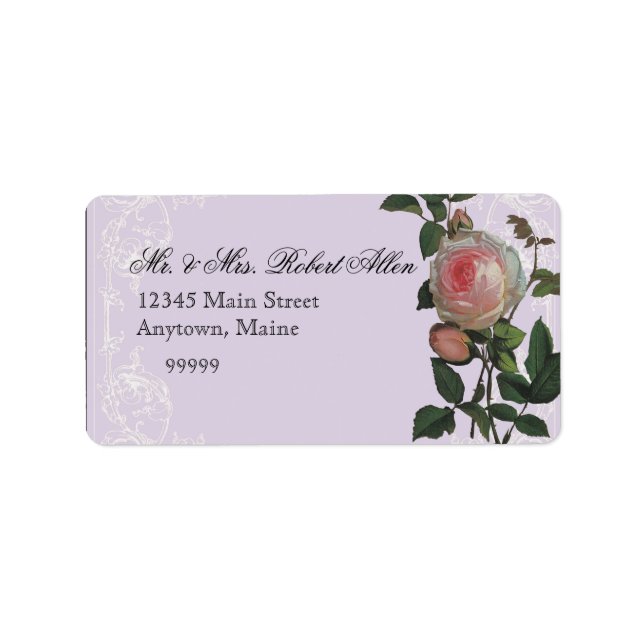 Botanical Pink Rose, Lilac - Return Address Labels (Front)