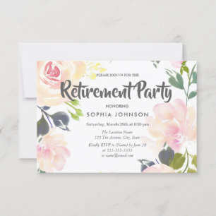Botanical Pink Rose Retirement Party Invite