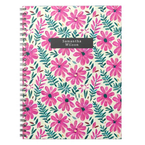 Botanical Pink Watercolor Pattern Notebook