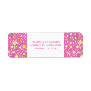 Botanical Pink Wildflower Floral Return Address Label