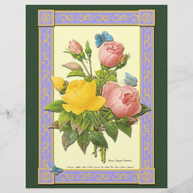 Botanical Pink Yellow Roses Custom Flyer (Front)