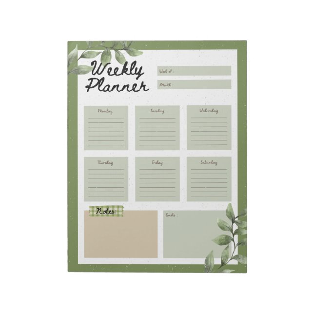 Botanical Planner Notepad (Rotated)