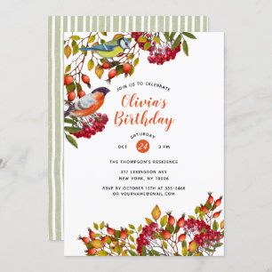 Botanical Plants and Birds Birthday Invitation