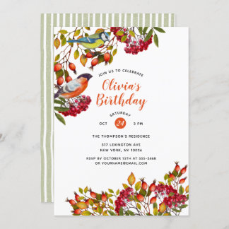 Botanical Plants and Birds Birthday Invitation