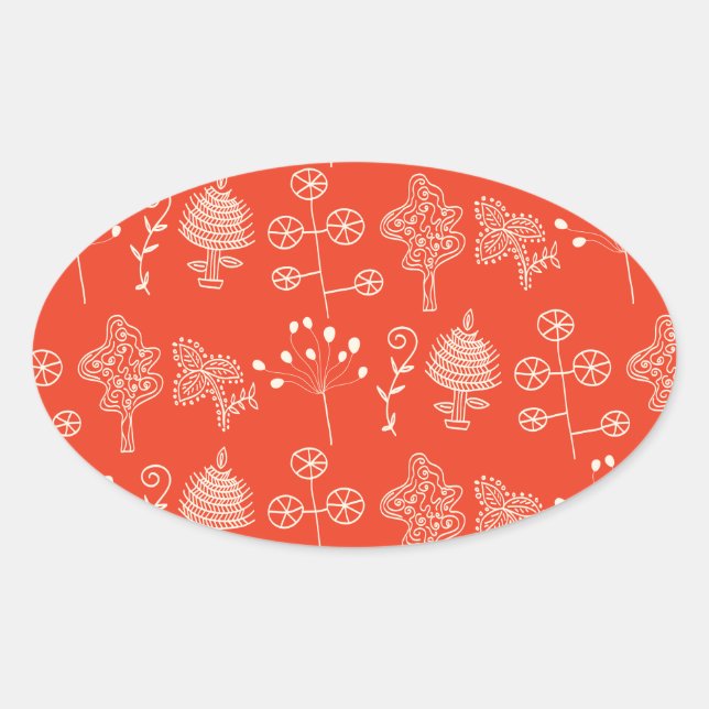 botanical plants oval sticker (Front)