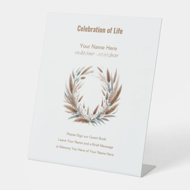 Botanical Please Sign Guest Book Pedestal Sign (Front)