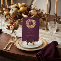 Botanical Plum and Gold Thanksgiving Dinner