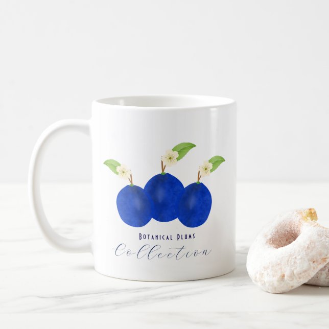 Botanical Plums Collection Coffee Mug (With Donut)