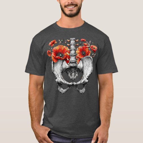 Botanical poppies anatomy pelvis Feminism physical T_Shirt
