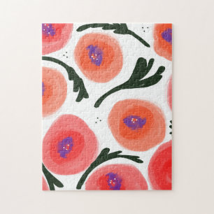 Botanical Poppies Floral Colorful Painting Jigsaw Puzzle