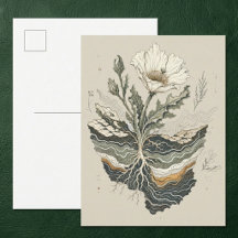 Botanical Poppy Flower Cottagecore Art