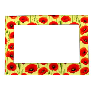 Botanical Poppy Flowers For Fresh Kitchen Decor Magnetic Frame