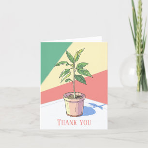 Botanical Potted house plant thank you Card