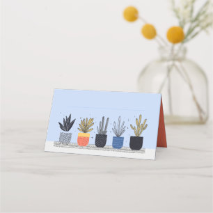 Botanical potted house plants Name Place Card
