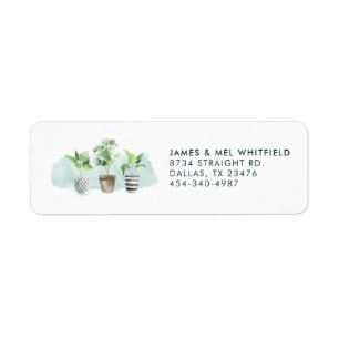 Botanical Potted Plants Chic Return Address Label