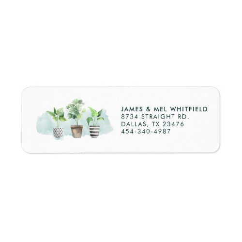 Botanical Potted Plants Chic Return Address Label