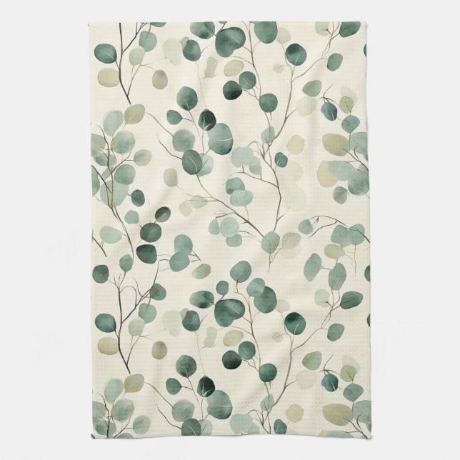 Botanical Pressed Leaves Pattern – Fern Print (2) Kitchen Towel (Vertical)