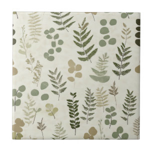 Botanical Pressed Leaves Pattern – Fern Print (3) Ceramic Tile