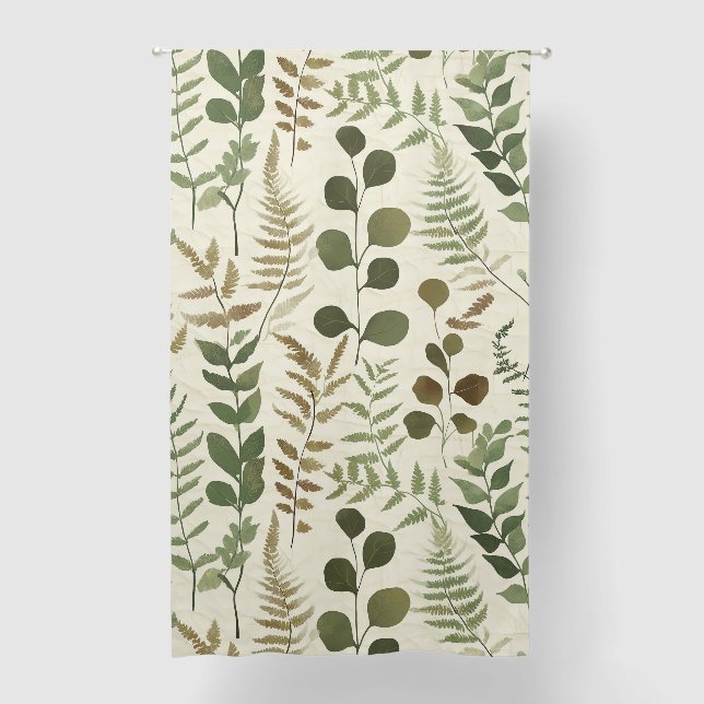 Botanical Pressed Leaves Pattern – Fern Print Blackout Curtains (Front)