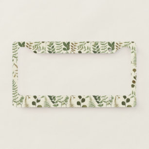 Botanical Pressed Leaves Pattern – Fern Print License Plate Frame