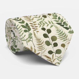 Botanical Pressed Leaves Pattern – Fern Print Neck Tie