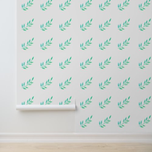 Botanical Print Green Leaves Patterns Garden White Wallpaper