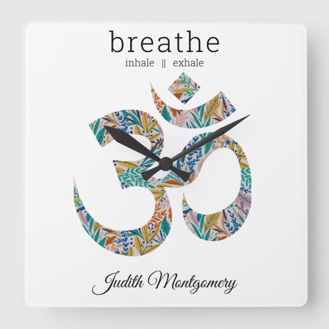 Botanical Print, Om Symbol, 10.75 Square Wall Clock (Front)