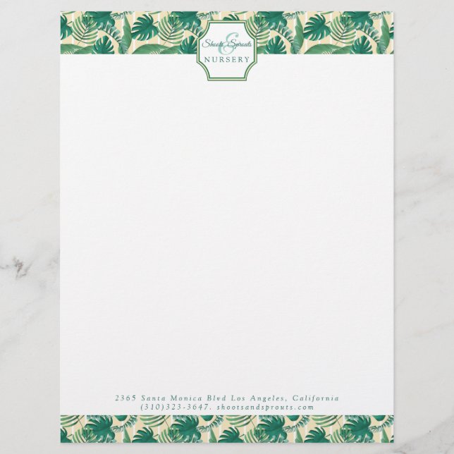 Botanical Print Stationery, Garden Business Letterhead (Front)