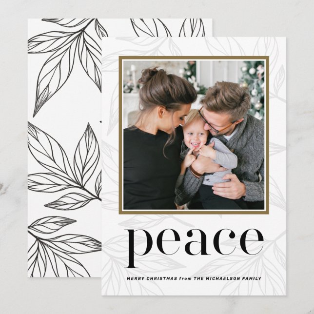 Botanical Print with Photo and Peace Typography Invitation (Front/Back)