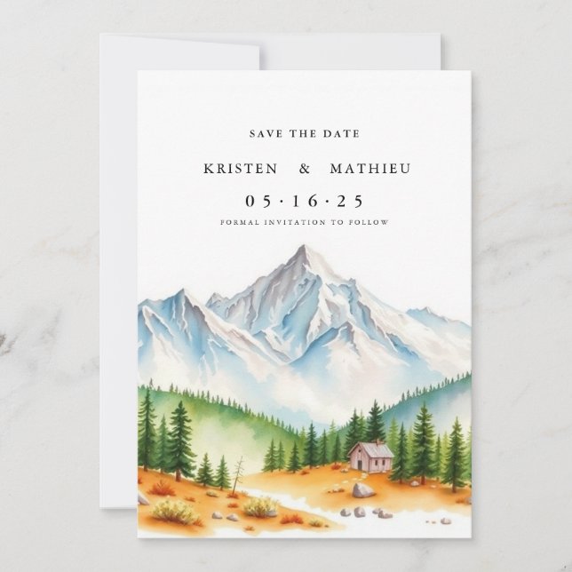 Botanical Printable Mountain Save The Date (Front)