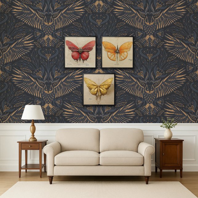 Botanical Prints of a Trio of Butterflies  Peel And Stick Photo Tile (Creator Uploaded)
