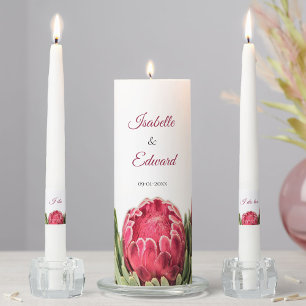 Botanical Protea Floral Wedding Ceremony Unity Can Candle Set