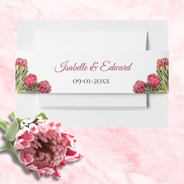 Botanical Protea Floral Wedding Invitation Invitat Belly Band (Creator Uploaded)