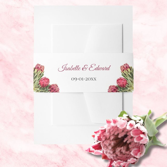 Botanical Protea Floral Wedding Invitation  Invitation Belly Band (Creator Uploaded)