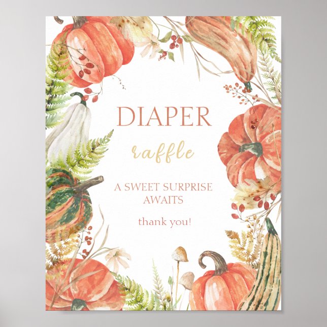 Botanical Pumpkin Diaper Raffle Poster (Front)