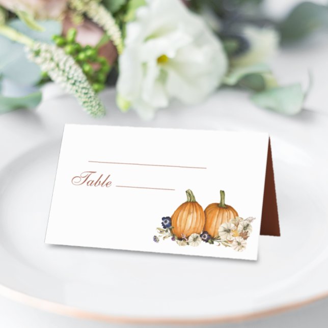 Botanical Pumpkin Rustic Autumn Fall Wedding Place Card (Creator Uploaded)