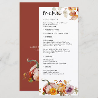 Botanical Pumpkins Fall in Love Wedding Menu