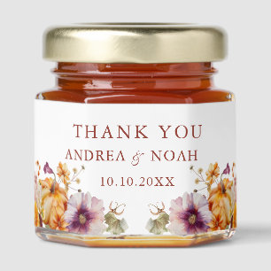 Botanical Pumpkins Wedding Sweet Thank You Honey Jar Favors