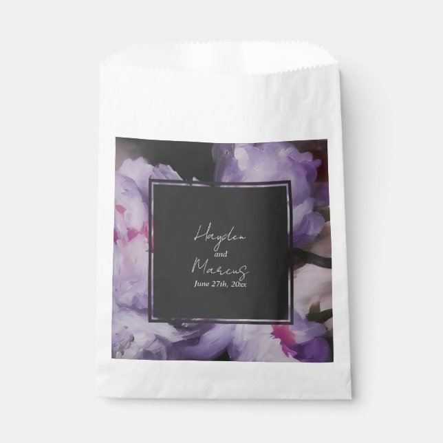 Botanical Purple Floral Gray Wedding Favor Bag (Front)