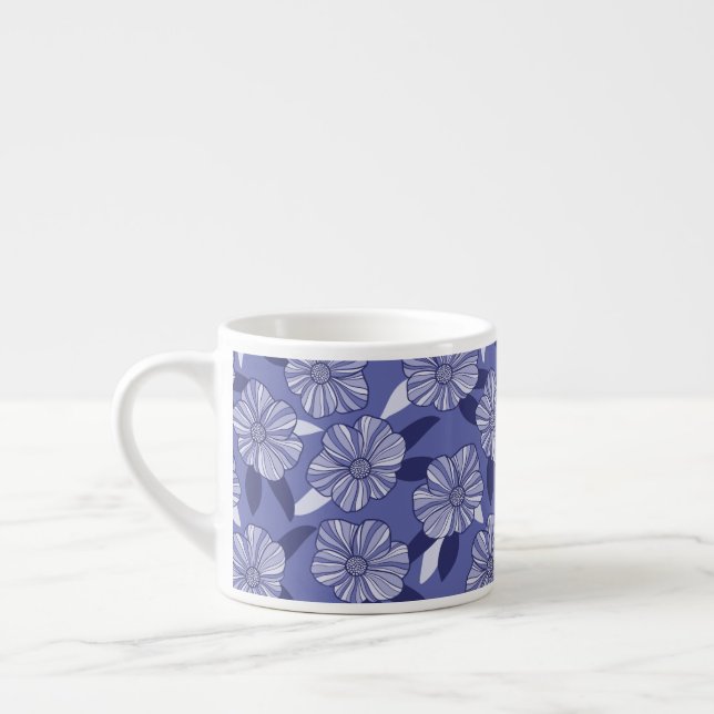 Botanical Purple Floral Line Art  Espresso Cup (Left)