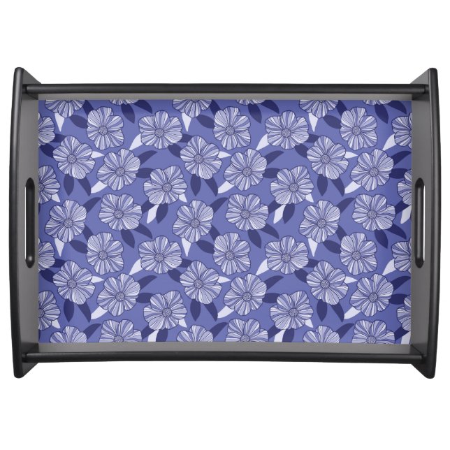 Botanical Purple Floral Line Art  Serving Tray (Front)