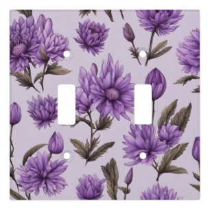 Botanical purple flowers pattern light switch cover