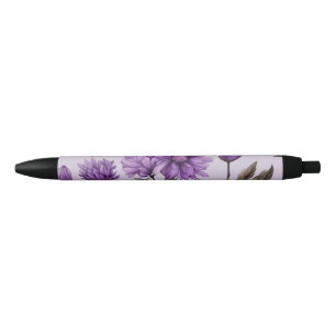 Botanical purple flowers pattern pen