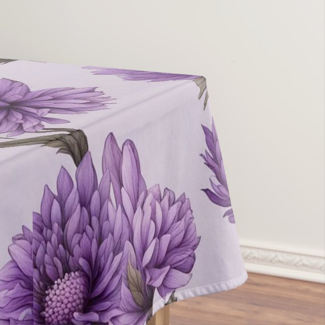 Botanical purple flowers pattern tablecloth (In Situ)