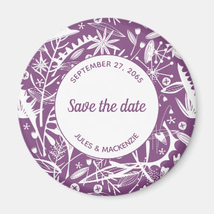 Botanical Purple Foliage Save the Date Magnet