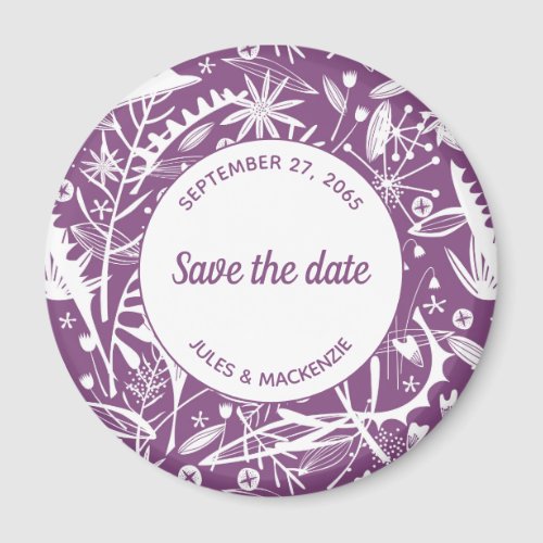 Botanical Purple Foliage Save the Date Magnet