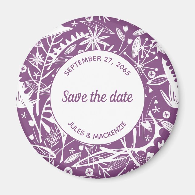 Botanical Purple Foliage Save the Date Magnet (Front)