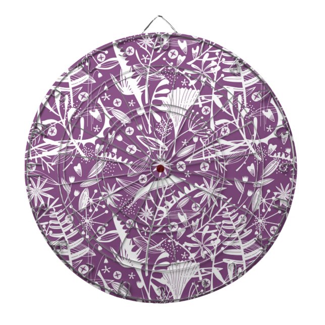 Botanical Purple Modern Dart Board (Front)